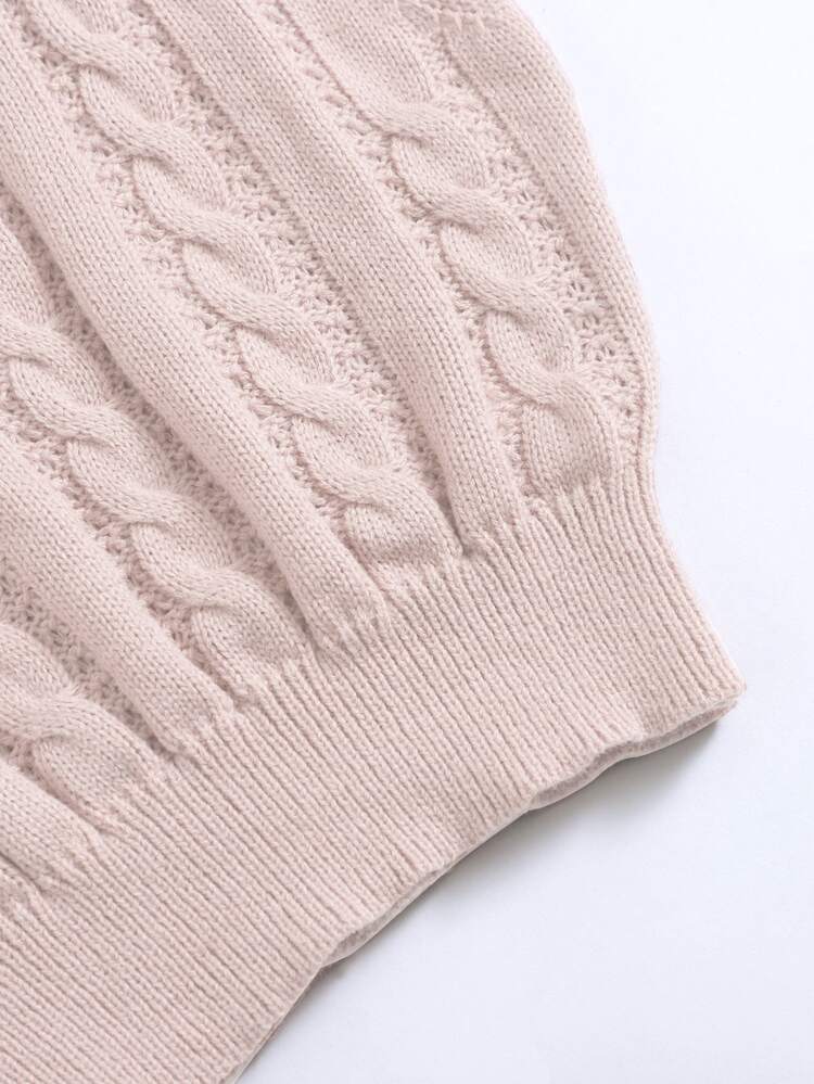SHEIN Unity Cable Knit Sweater Vest - Beige - View 5