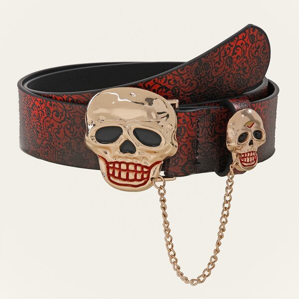 

Skull Decor Belt With Punch Tool, Multicolor