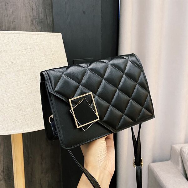 

Quilted Flap Crossbody Bag, Black
