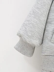 小男童格紋印花拉鏈連帽衫和衛褲 - 灰色 - 查看 3