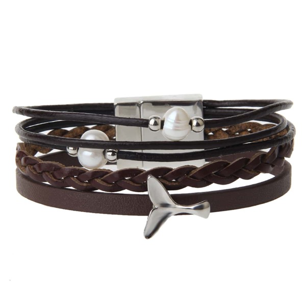 

Fish Tail Decor Layered Magnetic Bracelet, Brown