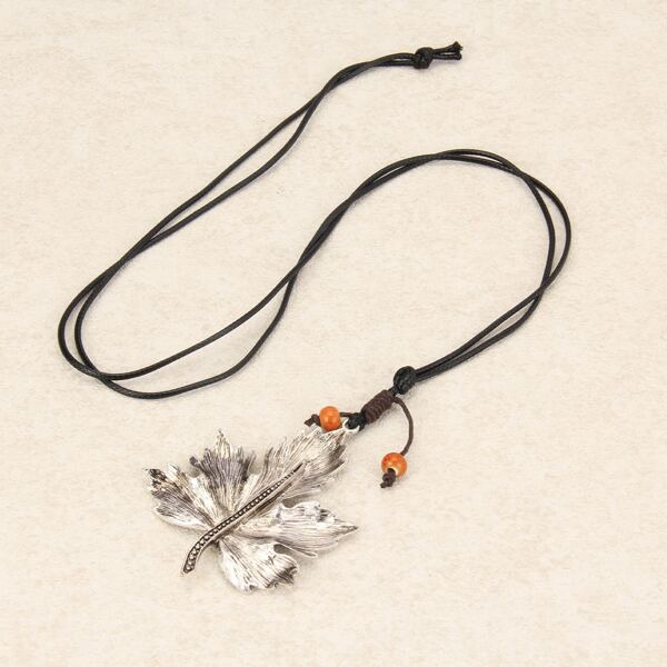 

Maple Leaf Charm Necklace, Multicolor