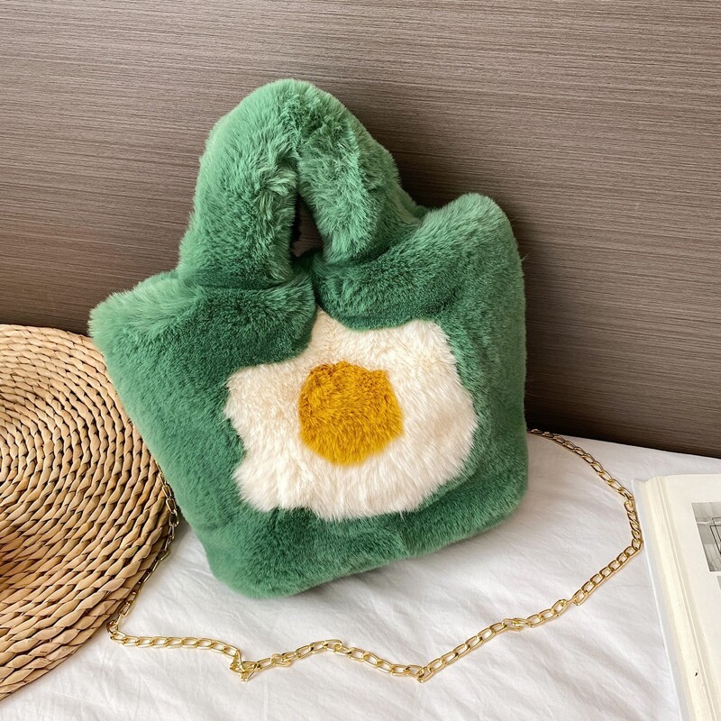 

Graphic Fluffy Tote Bag, Green