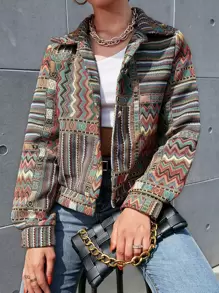 Mulvari Cazadora con estampado geométrico con botón - Multicolor - Ver 1