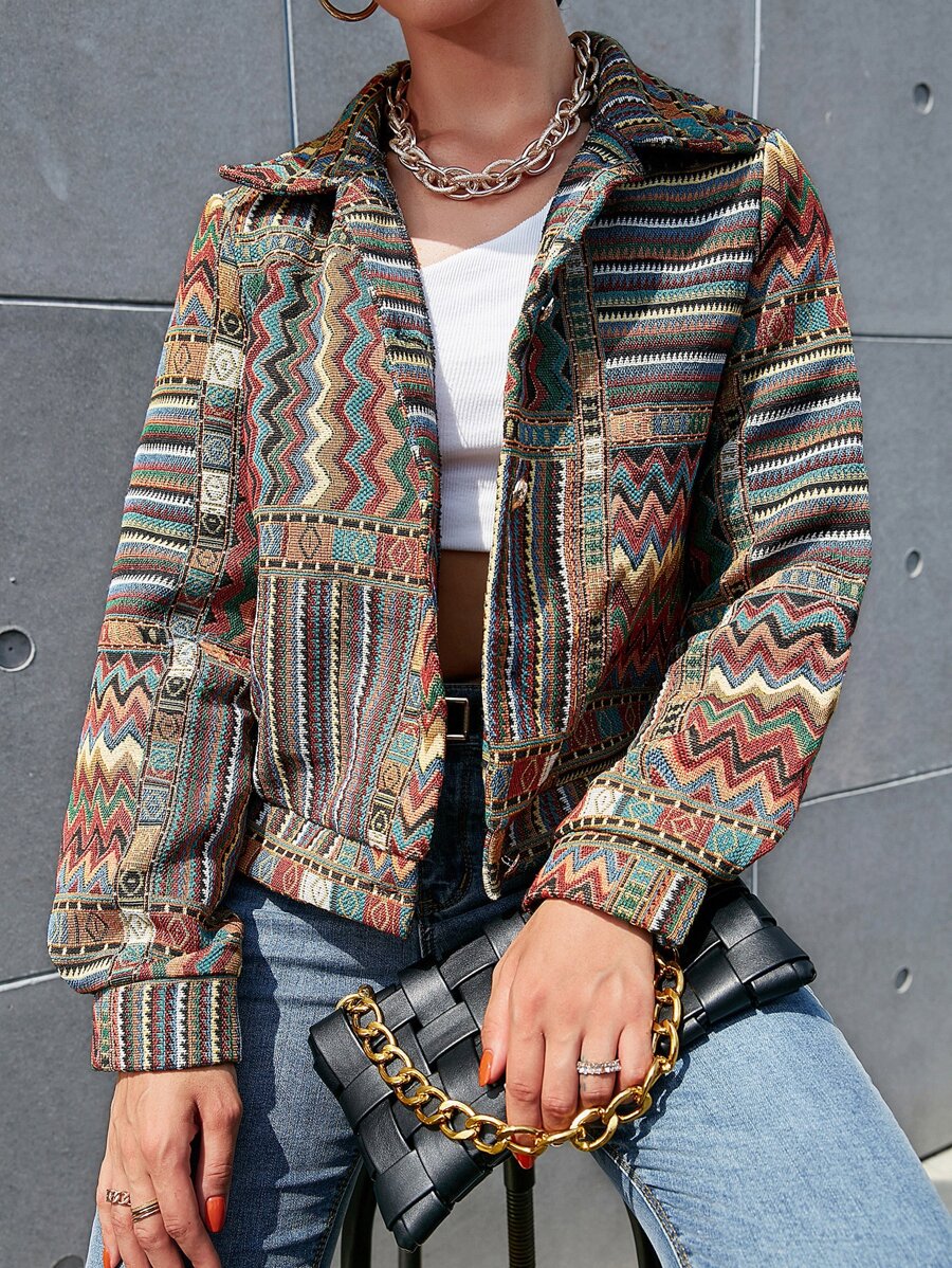 Mulvari Cazadora con estampado geométrico con botón - Multicolor - Ver 1