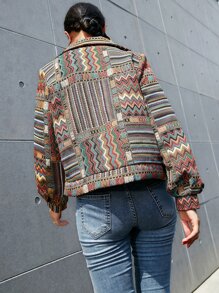 Mulvari Cazadora con estampado geométrico con botón - Multicolor - Ver 2