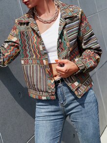 Mulvari Cazadora con estampado geométrico con botón - Multicolor - Ver 3