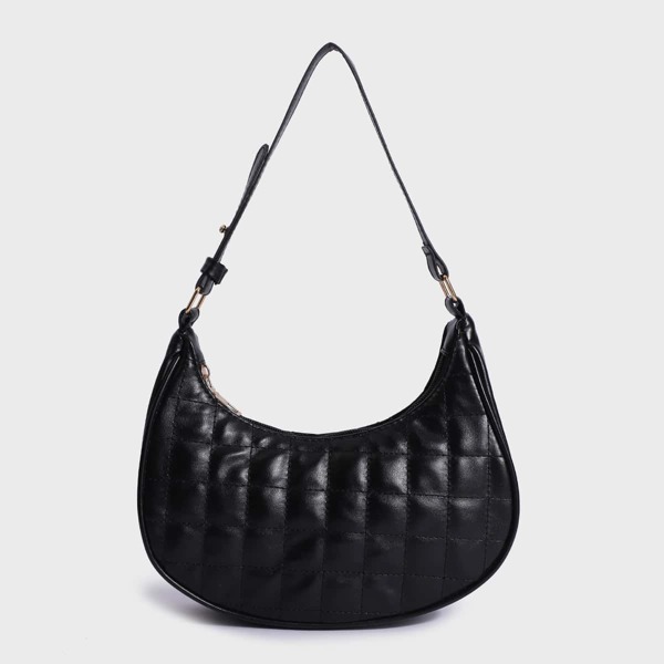 

Croc Embossed Baguette Bag, Black