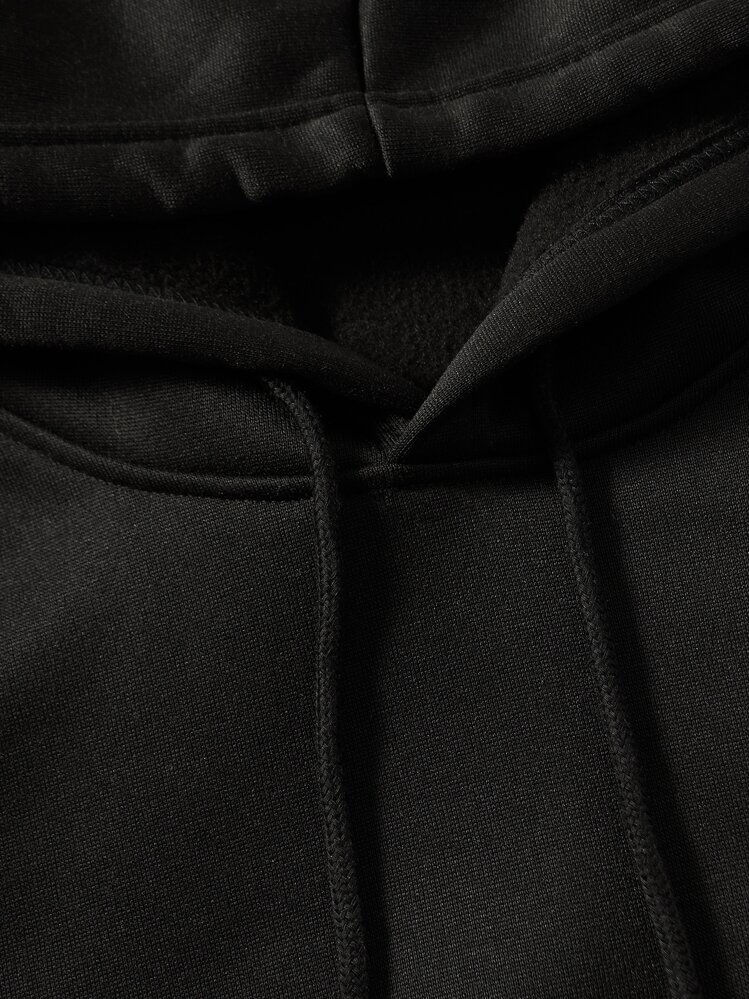 Manfinity Hypemode 男士袋鼠口袋抽繩保暖連帽衫 - 黑色 - 查看 3