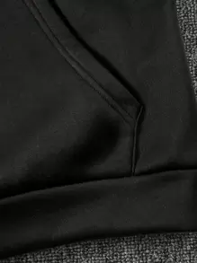 Manfinity Hypemode 男士袋鼠口袋抽繩保暖連帽衫 - 黑色 - 查看 5