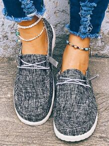 Zapatos deportivos de slip-on grises para mujer de otoño/invierno, zapatillas minimalistas con decoración de cordones - Gris - Ver 3