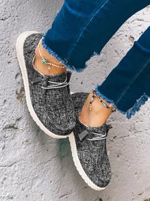 Zapatos deportivos de slip-on grises para mujer de otoño/invierno, zapatillas minimalistas con decoración de cordones - Gris - Ver 5