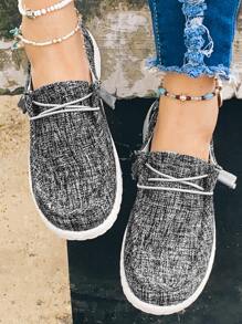 Zapatos deportivos de slip-on grises para mujer de otoño/invierno, zapatillas minimalistas con decoración de cordones - Gris - Ver 6