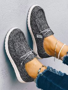 Zapatos deportivos de slip-on grises para mujer de otoño/invierno, zapatillas minimalistas con decoración de cordones - Gris - Ver 7