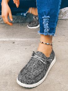 Zapatos deportivos de slip-on grises para mujer de otoño/invierno, zapatillas minimalistas con decoración de cordones - Gris - Ver 8