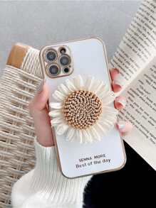 Vỏ điện thoại trang trí hoa cúc 3D - trắng - Xem 1