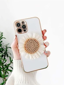 Vỏ điện thoại trang trí hoa cúc 3D - trắng - Xem 2