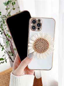 Vỏ điện thoại trang trí hoa cúc 3D - trắng - Xem 4