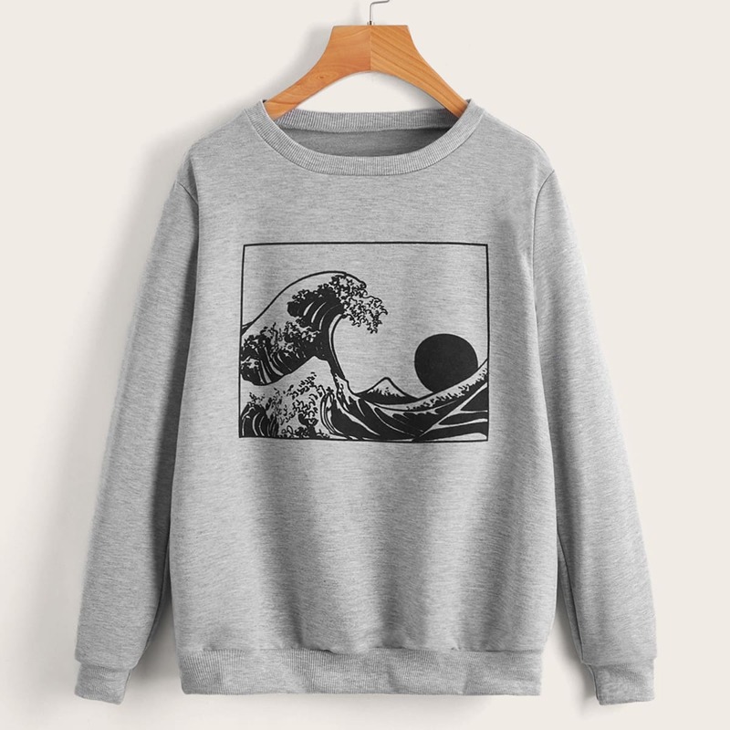

Wave Print Sweatshirt, Grey