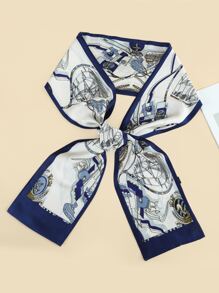 Sailing Boat Print Skinny Scarf - Multicolor - View 1