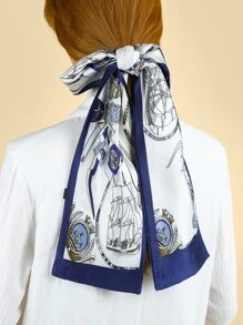 Sailing Boat Print Skinny Scarf - Multicolor - View 3