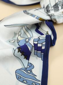Sailing Boat Print Skinny Scarf - Multicolor - View 4