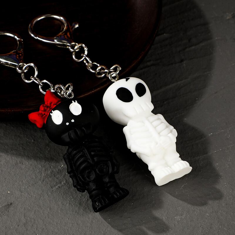 

2pcs Skull Design Bag Charm, Black and white