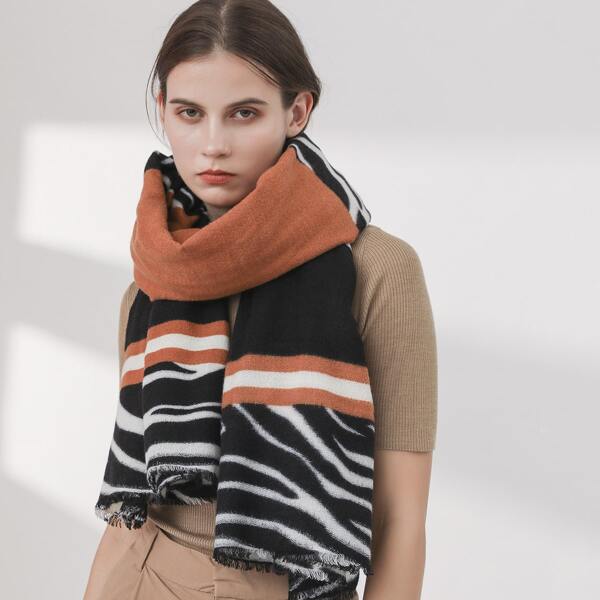 

Zebra Striped Scarf, Multicolor