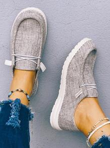 女士灰色時尚素色一腳蹬運動鞋帶前系帶適用於休閒穿戴 - 灰色 - 查看 3