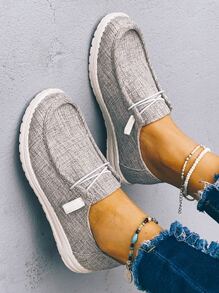 女士灰色時尚素色一腳蹬運動鞋帶前系帶適用於休閒穿戴 - 灰色 - 查看 6