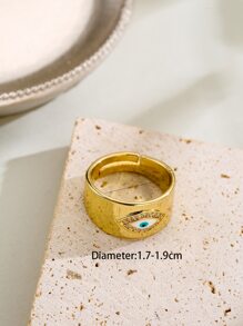 Cubic Zirconia Eye Decor Ring - Yellow Gold - View 3