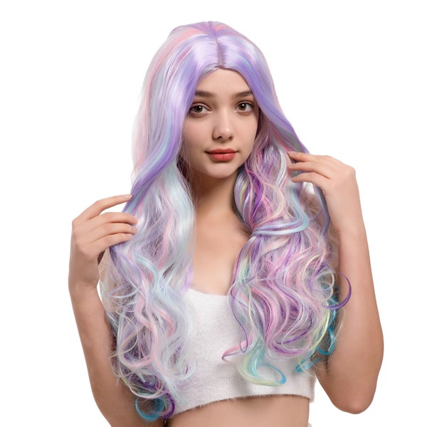 

Colorful Long Curly Wig, Multicolor