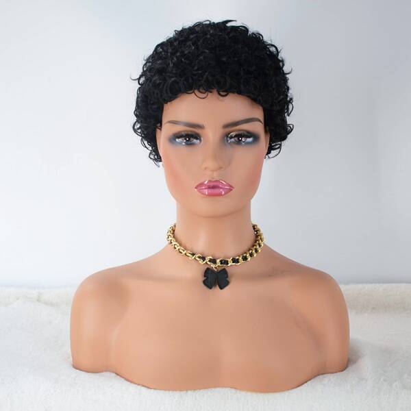 

Natural Short Curly Wig, Black
