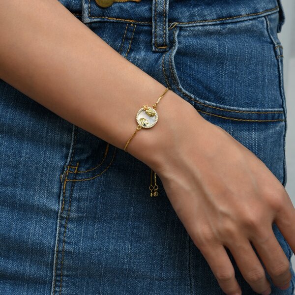 

18K Gold Plated Zircon Figure Decor Bracelet