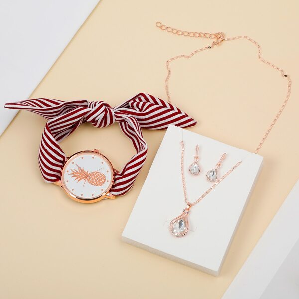 

1pc Round Pointer Quartz Watch & 3pcs Bracelet