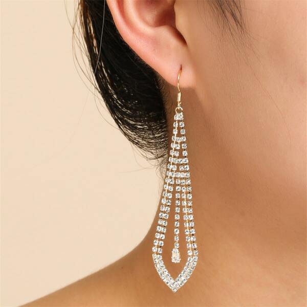 

14K Gold Plated Zircon Decor Drop Earrings