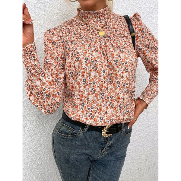 

Ditsy Floral Print Shirred Blouse, Multicolor