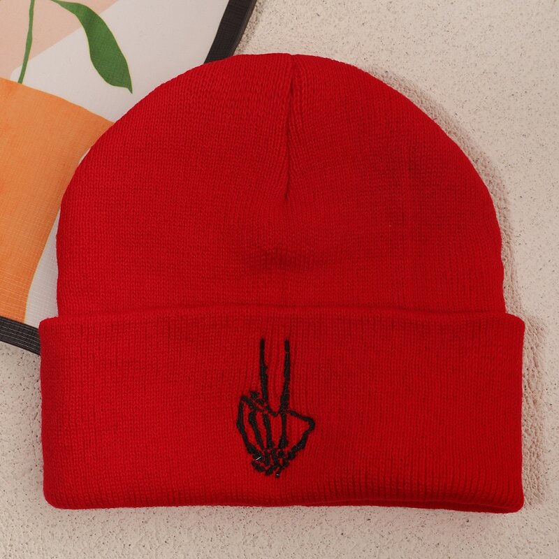 

Embroidery Detail Beanie, Red