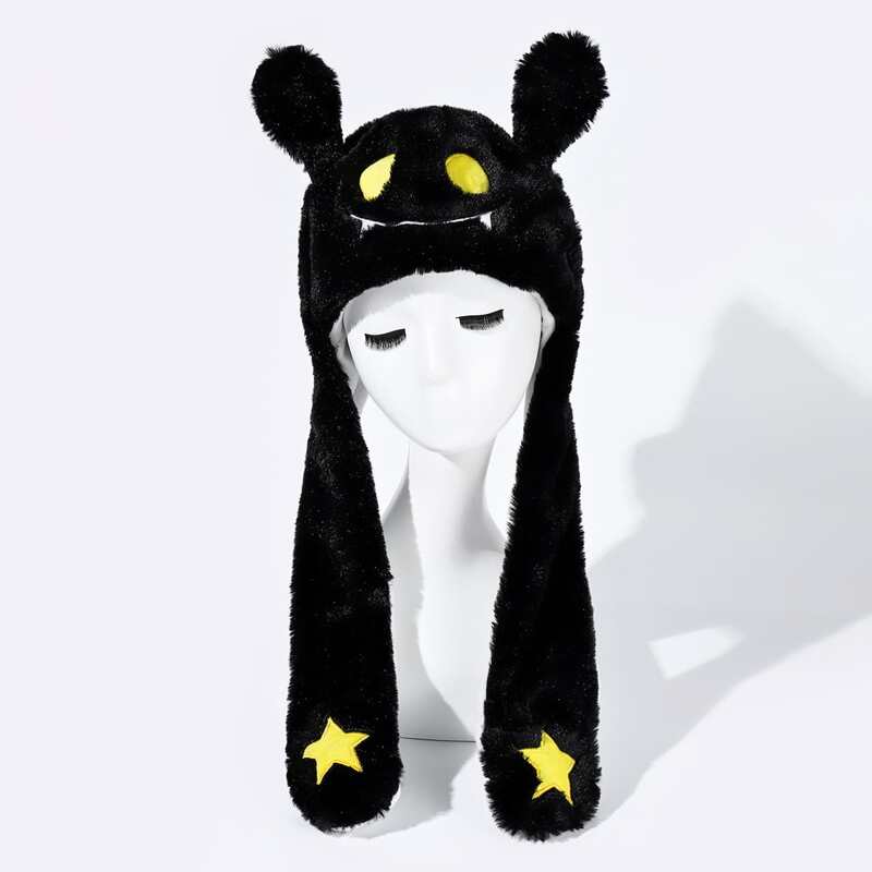 

Cartoon Design Fuzzy Hat, Black
