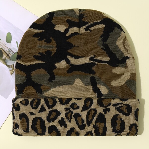 

Leopard Print Knitted Hat, Multicolor