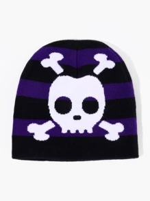 骷髅頭圖案針織帽 - 彩色 - 查看 1