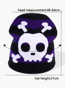 骷髅頭圖案針織帽 - 彩色 - 查看 3