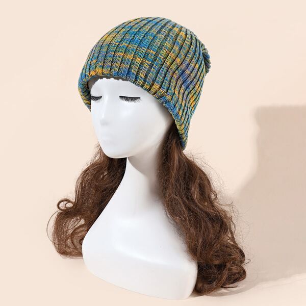 

Color Block Knitted Hat, Multicolor