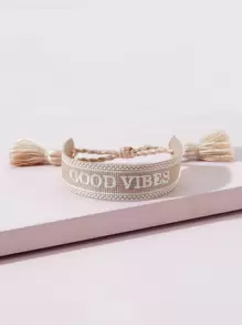 Vòng đeo tay bện đồ họa chữ - Nhiều màu - Xem 6