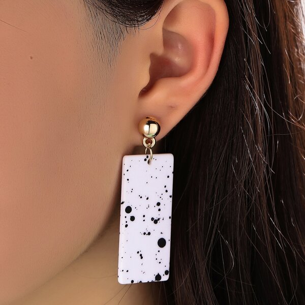 

Geo Decor Drop Earrings, Black and white