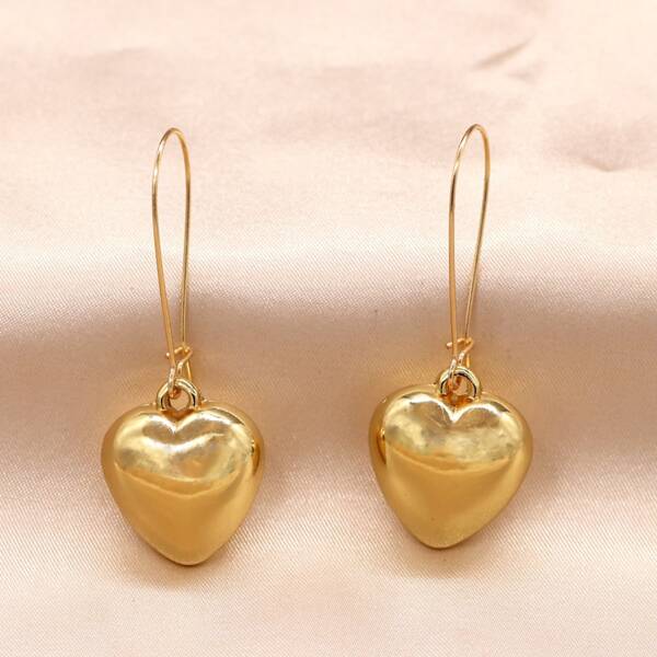 

Heart Decor Drop Earrings, Gold