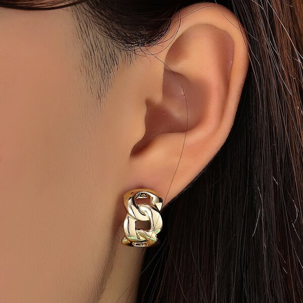 

Chain Decor Stud Earrings, Gold