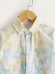 SHEIN 小男童紮染口袋貼布外套