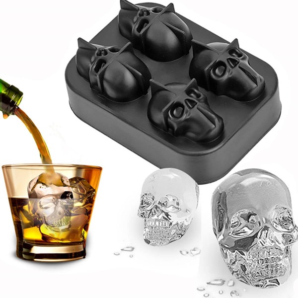 

1pc Skull Shaped Ice Cube Mold, Black