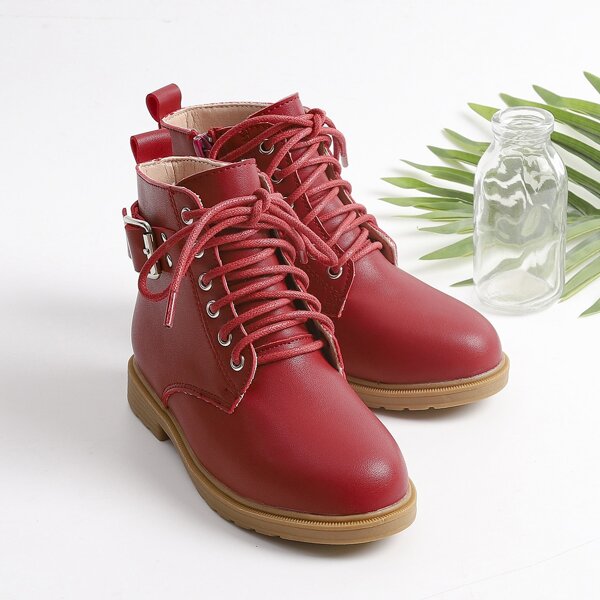 

Girls Lace-up Front Boots, Red